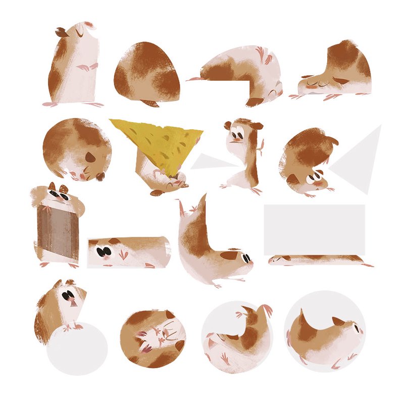 Illustration of a hamster in different poses