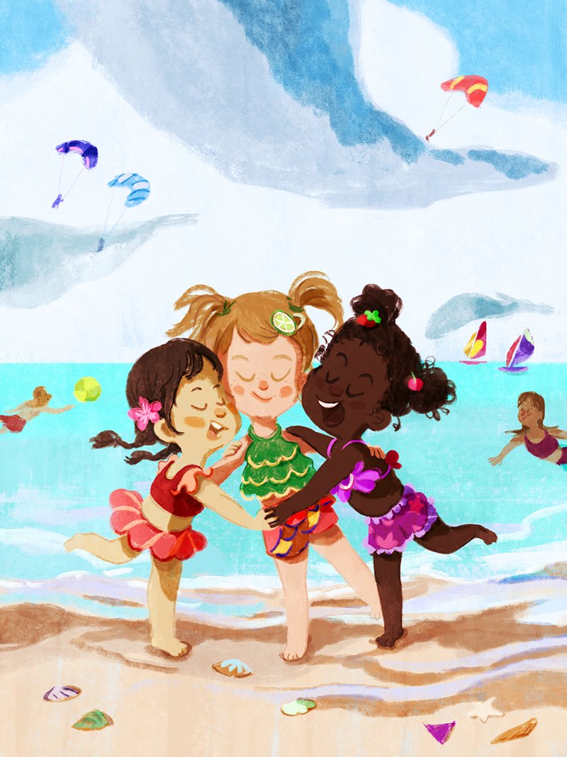 Illustration of a happy summer after pandemic